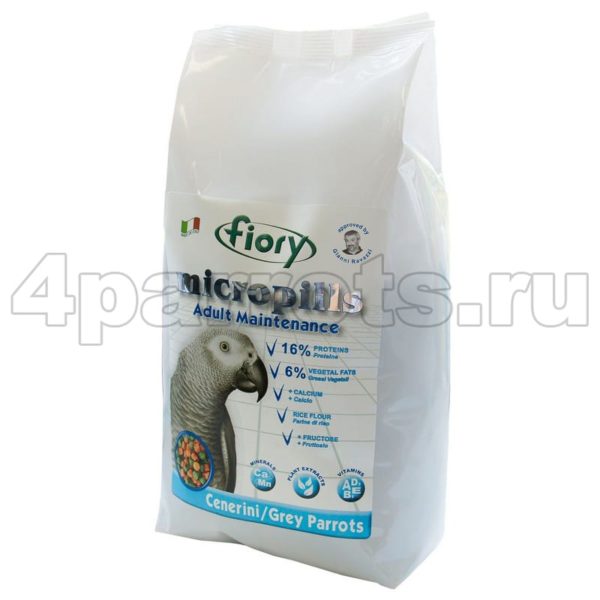 Fiory Micropills Grey Parrots корм для попугаев жако